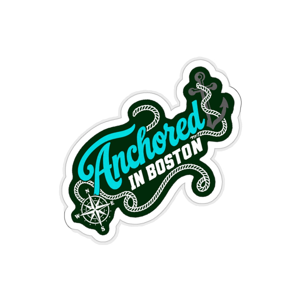 Anchored in Boston Sticker | Nautical Compass Rope Die-Cut Sticker
