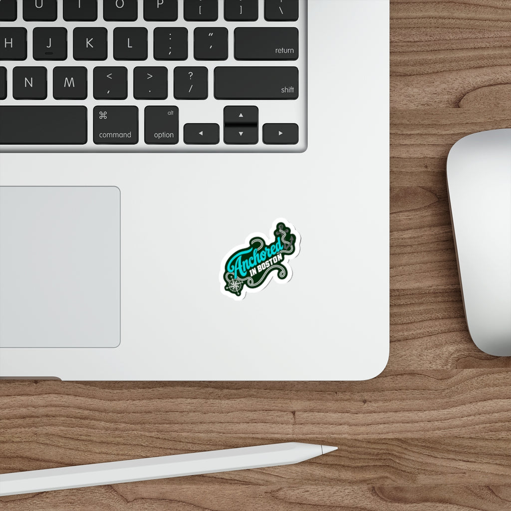 Anchored in Boston Sticker | Nautical Compass Rope Die-Cut Sticker