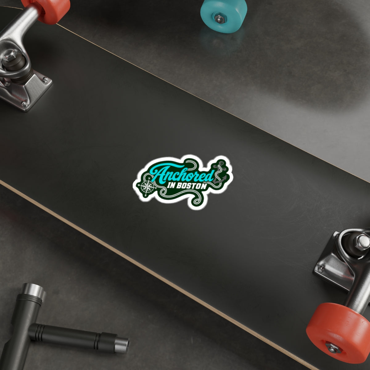 Anchored in Boston Sticker | Nautical Compass Rope Die-Cut Sticker