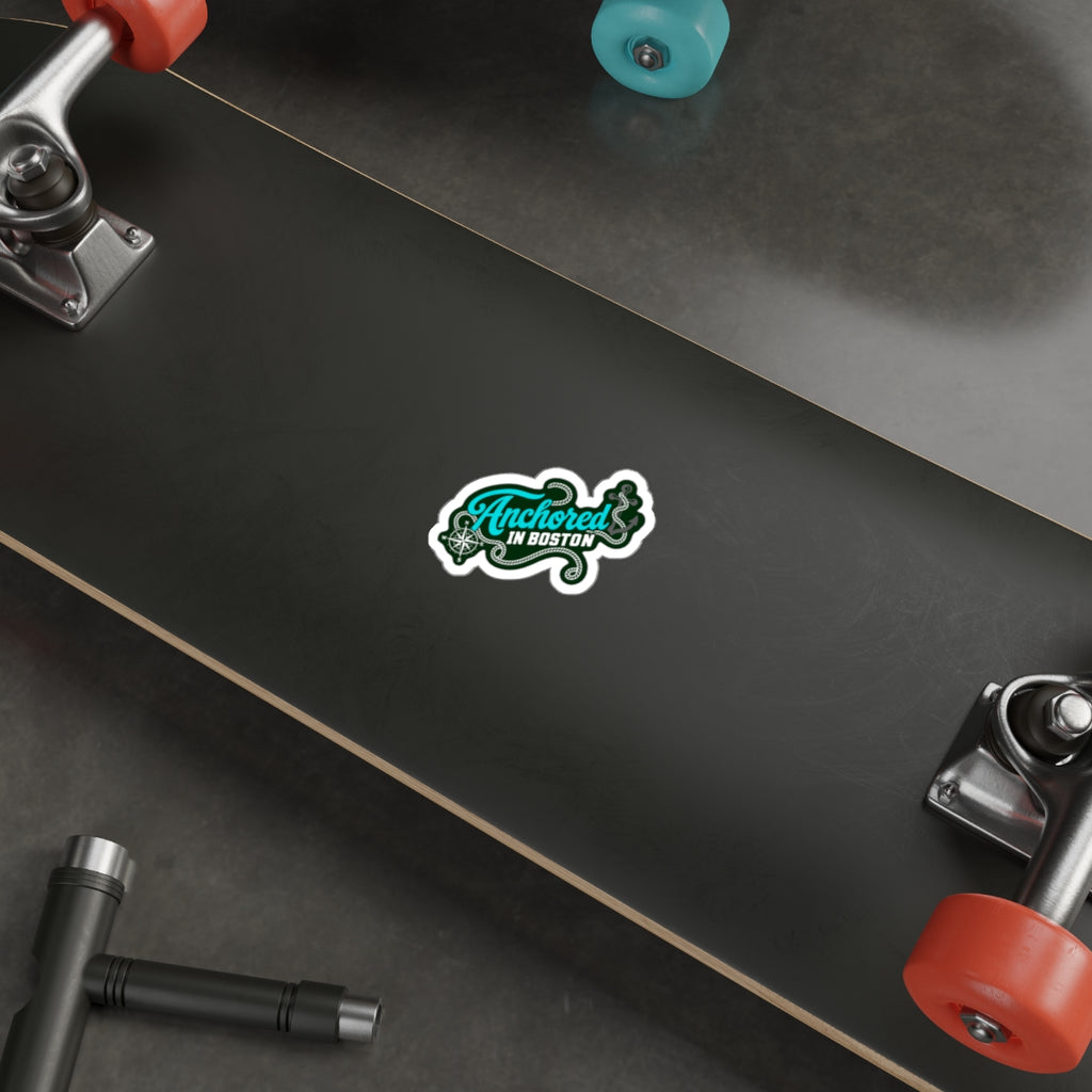Anchored in Boston Sticker | Nautical Compass Rope Die-Cut Sticker