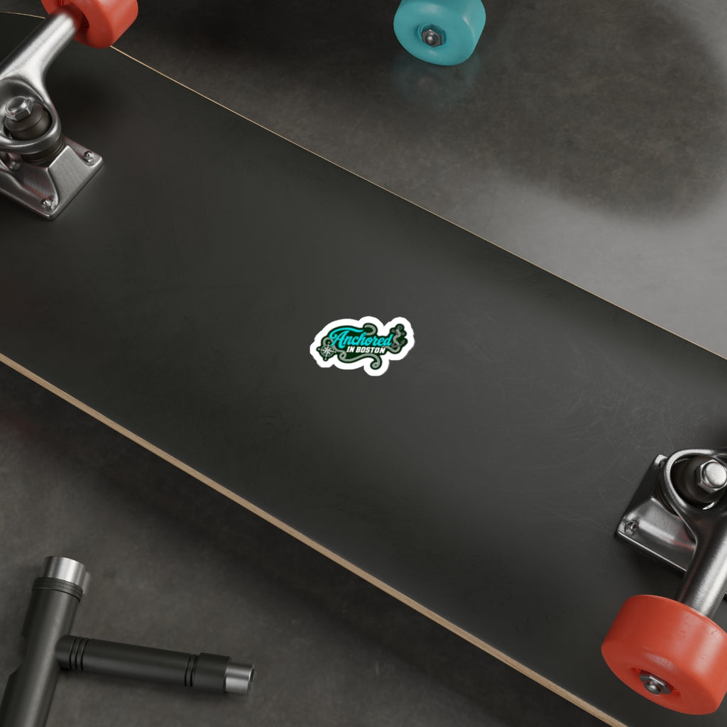 Anchored in Boston Sticker | Nautical Compass Rope Die-Cut Sticker