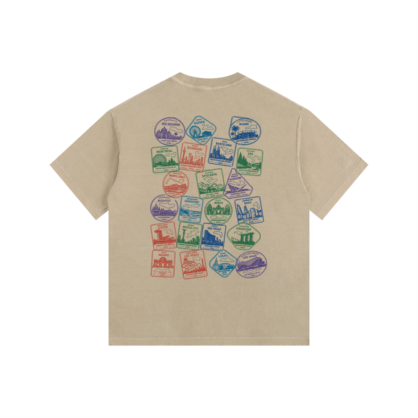 F1 Post card Vintage Washed Oversized Cotton T-Shirt